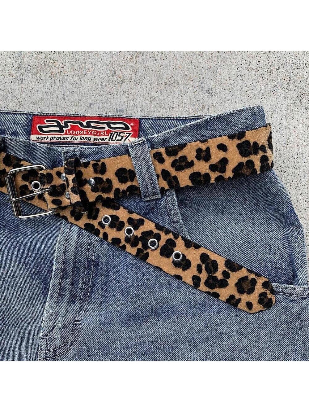 Cyber Bullet belt Cheetah Fur studded vintage y2k style. Cool grunge/punk look - Picture 7 of 8